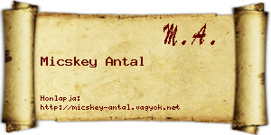 Micskey Antal névjegykártya